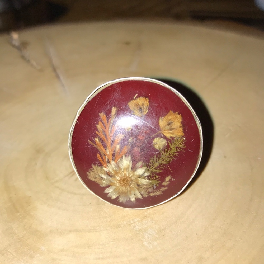 925 sterling silver large round floral ring